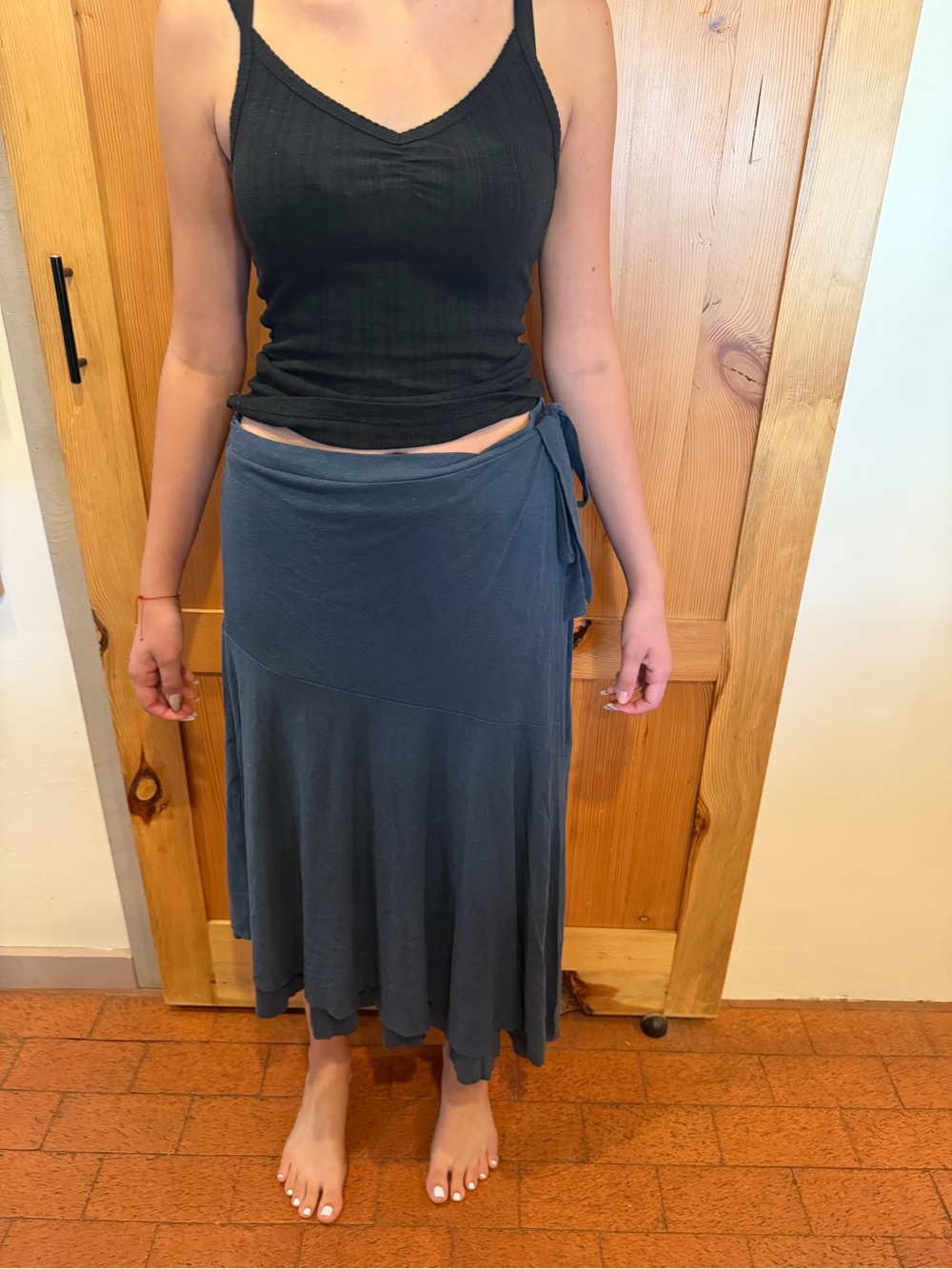 Blue Wrap Asymmetrical Skirt